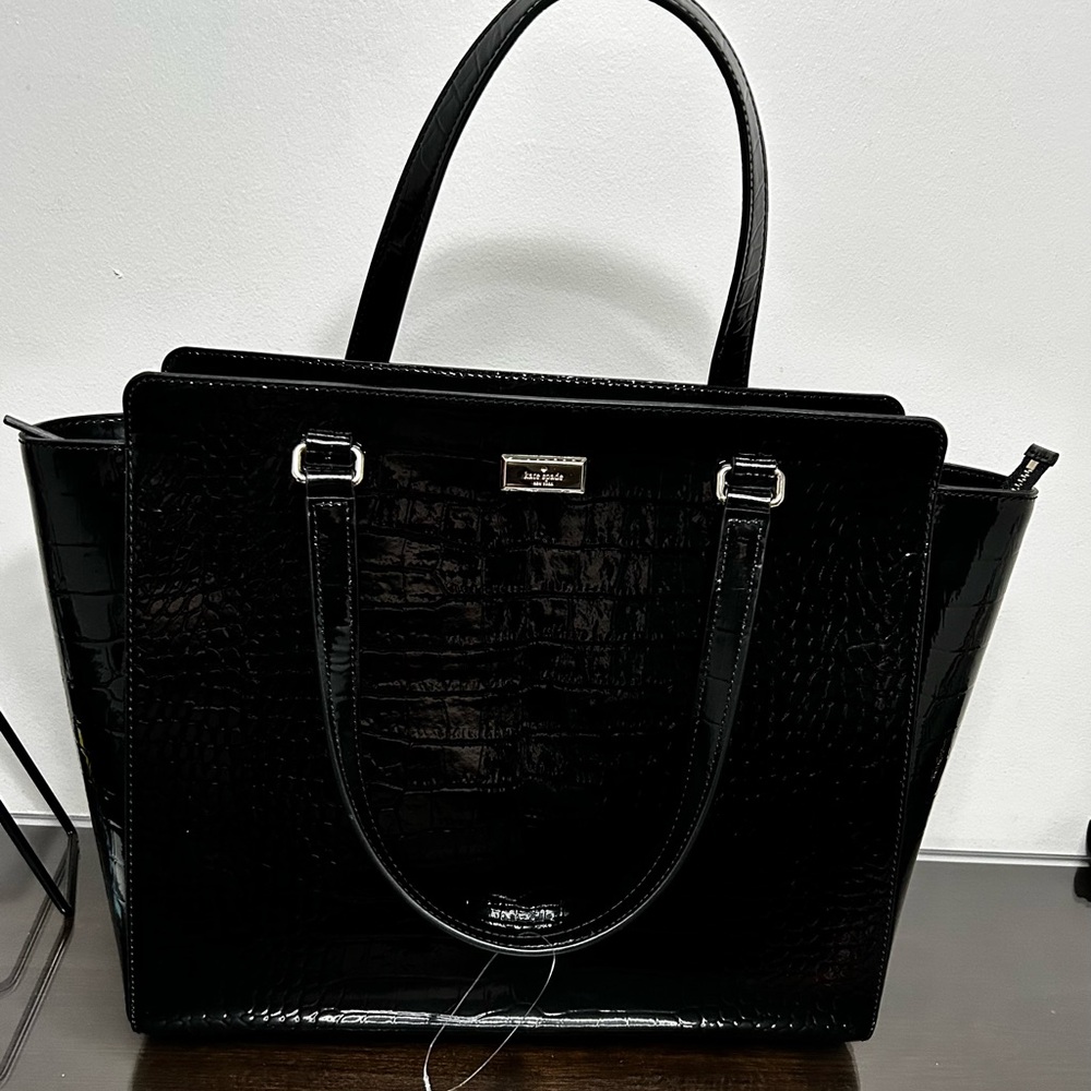 Kate Spade Black Crocodile-Embossed Tote